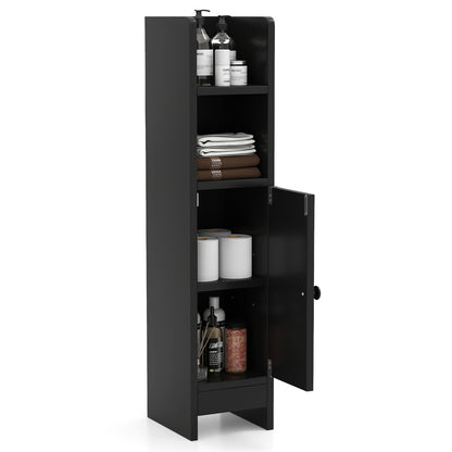 Bathroom Storage Cabinet with Door and Adjustable Shelves-Black