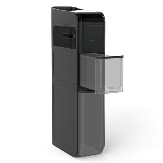 4-Tier Bathroom Storage Cabinet with 2 Drawers and Tissue Box-Black