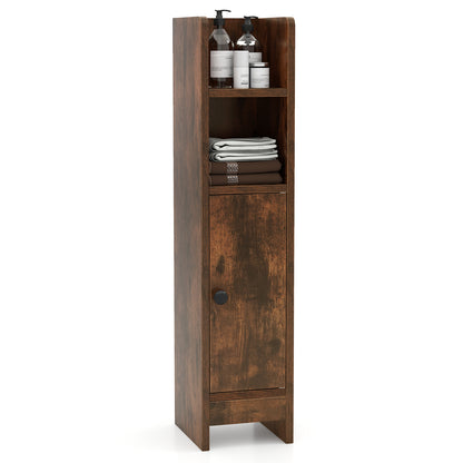 Bathroom Storage Cabinet with Door and Adjustable Shelves-Rustic Brown