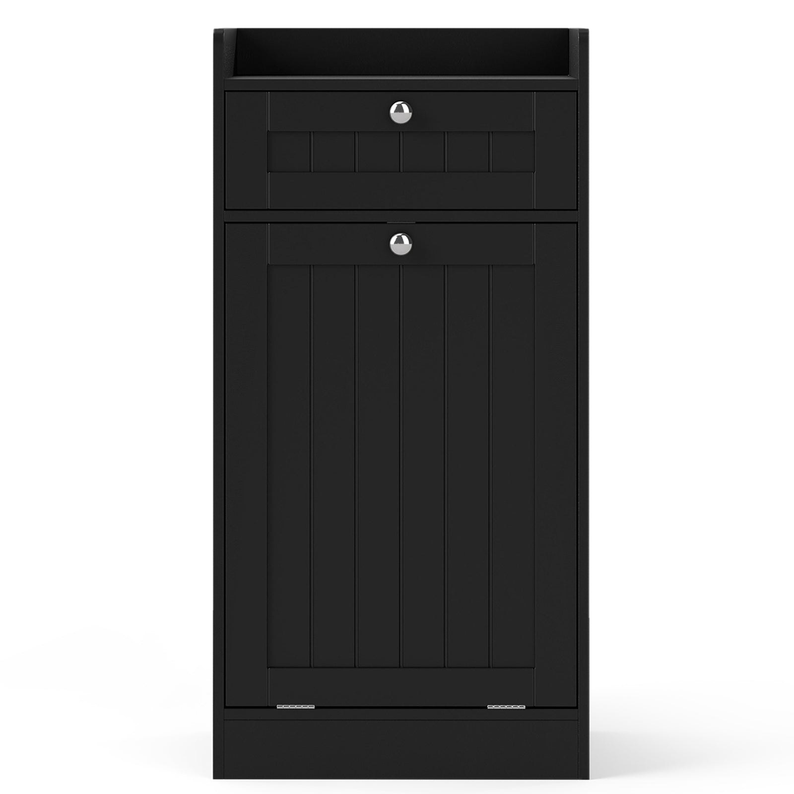 Bathroom Storage Cabinet with Drawer and Removable Hamper-Black