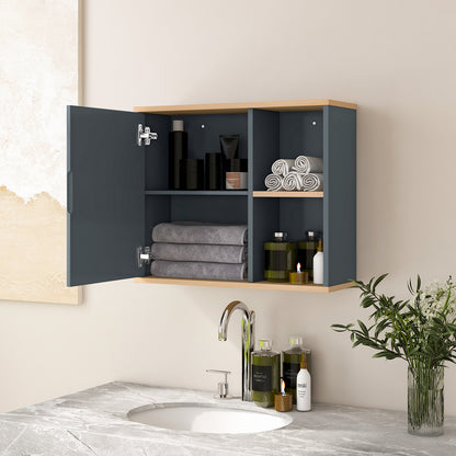 Wall Mounted Bathroom Cabinet with Single Mirror Door and Adjustable Shelf-Grey