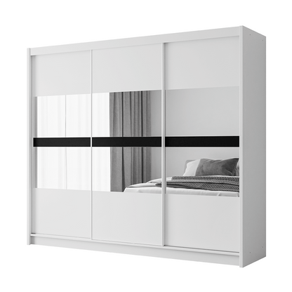 White Mirrored Sliding Door Wardrobe 250cm – DERBY