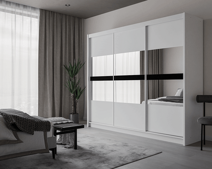 White Mirrored Sliding Door Wardrobe 250cm – DERBY