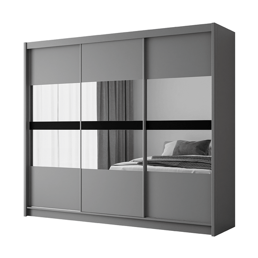 Graphite Mirrored Sliding Door Wardrobe 250cm – DERBY