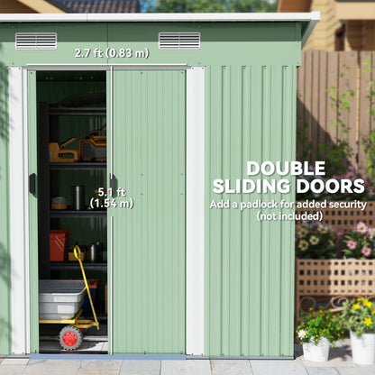 Outsunny 7 x 4ft Outdoor Garden Metal Storage Shed, Tool Storage Box for Backyard, Patio and Lawn, Light Green