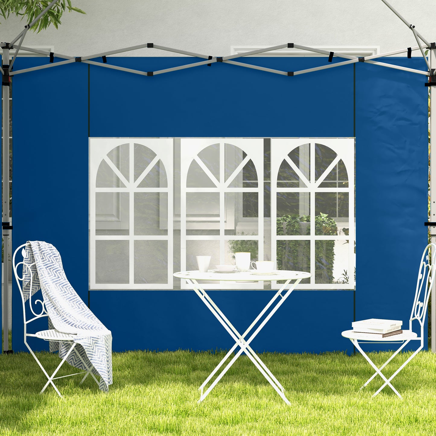 Zestaw 2 bocznych paneli do altany Outsunny – niebieski