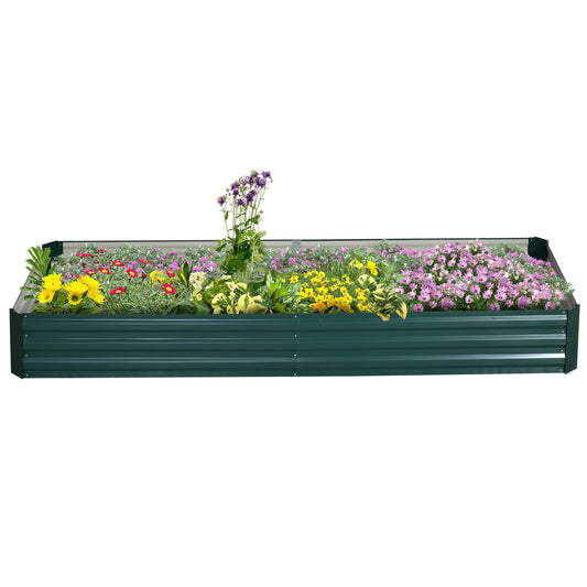 Outsunny Metal Raised Garden Bed Planter Box Outdoor Planters for Growing Flowers, Herbs, Green, 241x90.5x30cm