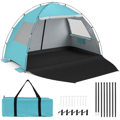 Beach Tent Sun Shelter with Canopy Carry Bag for 5-6 Person-Blue