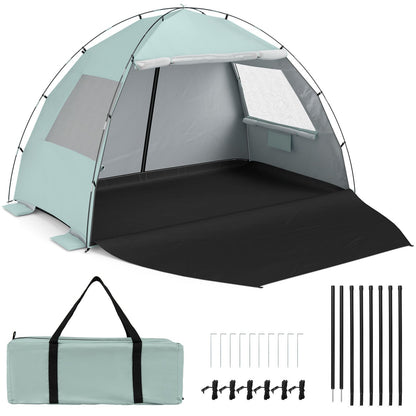 Beach Tent Sun Shelter with Canopy Carry Bag for 5-6 Person-Green