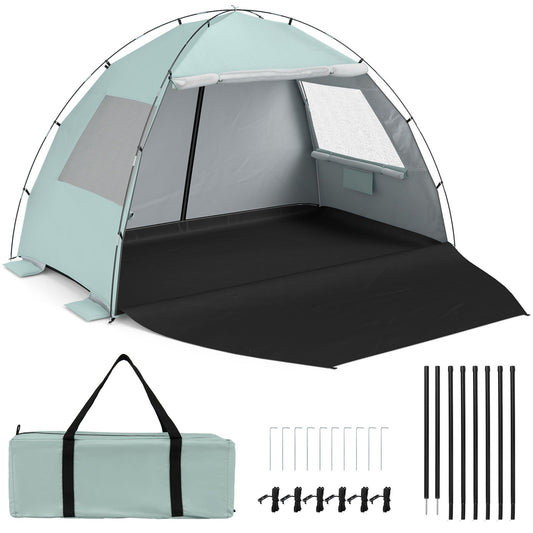 Beach Tent Sun Shelter with Canopy Carry Bag for 5-6 Person-Green