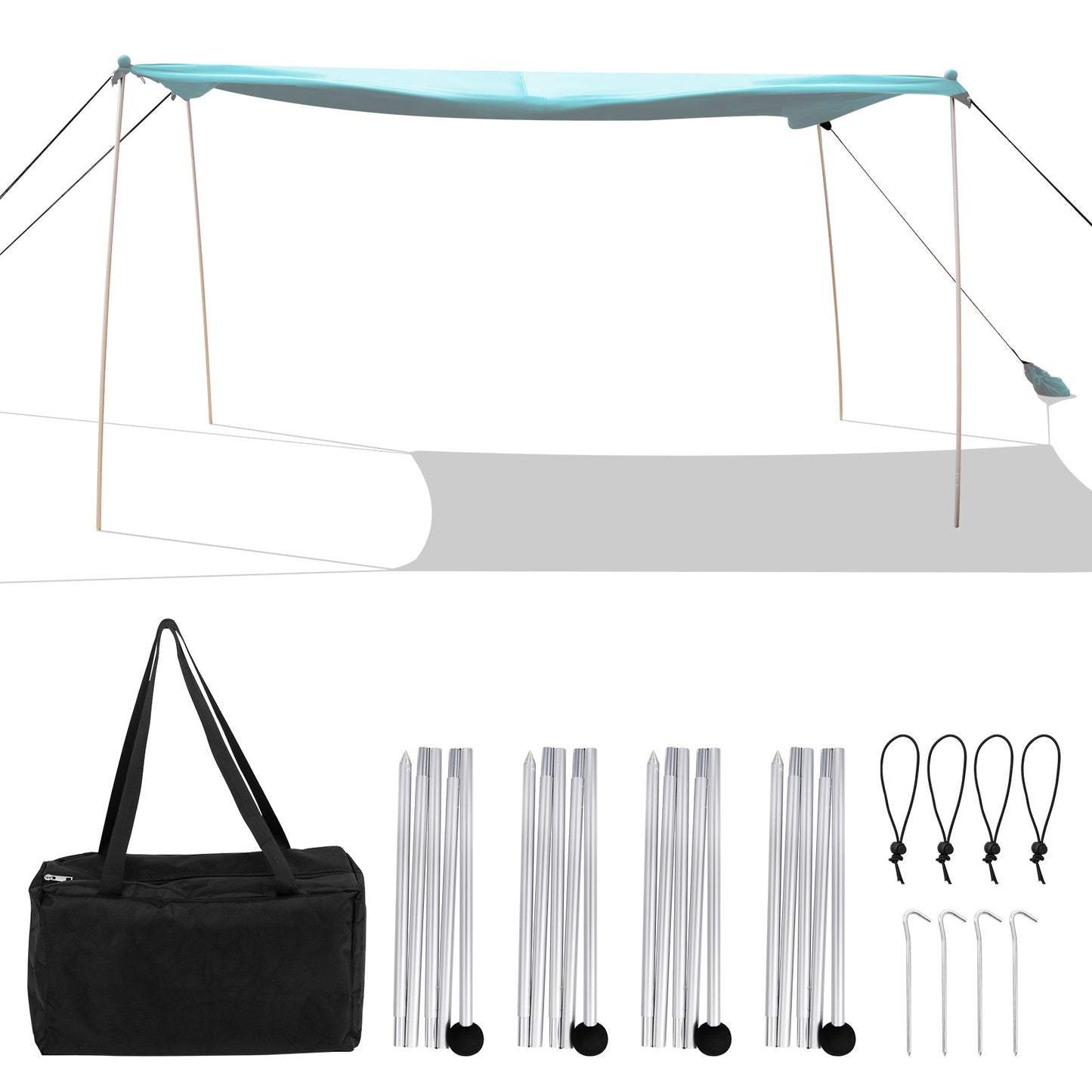 Beach Canopy Shields 300 x 300 cm Beach Tent Sun Shelter Fit 6-8 People-Green