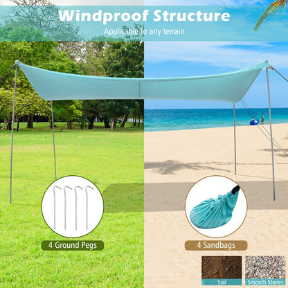 Beach Canopy Shields 300 x 300 cm Beach Tent Sun Shelter Fit 6-8 People-Green