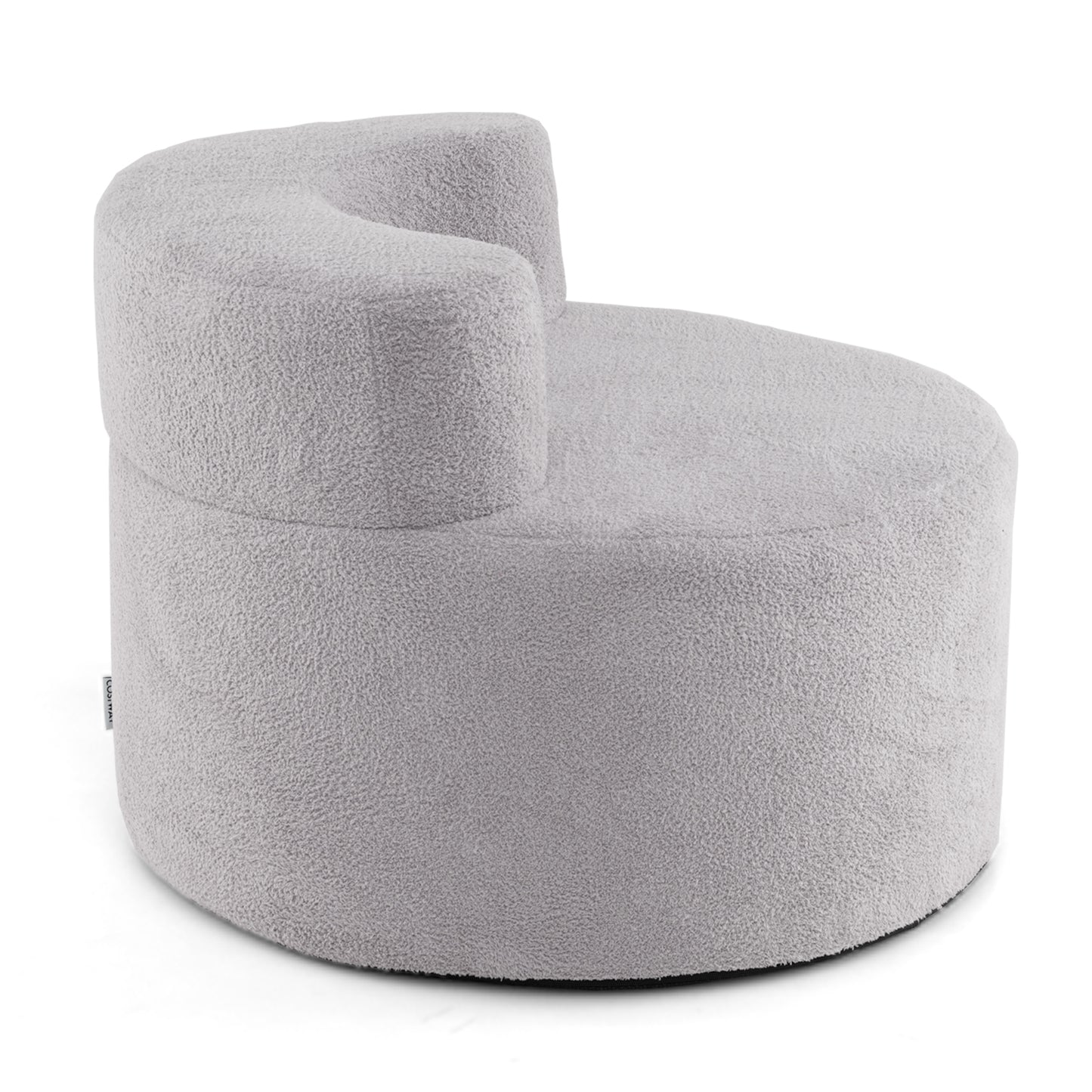 Bean Bag Chair with Soft Teddy Fleece and Curved Backrest-Grey