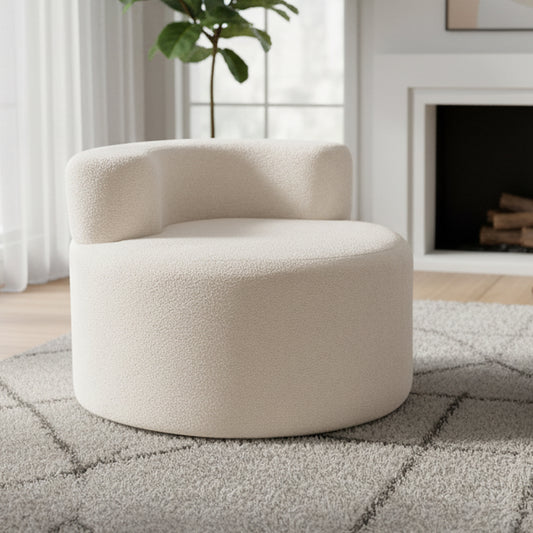 Bean Bag Chair with Soft Teddy Fleece and Curved Backrest-White