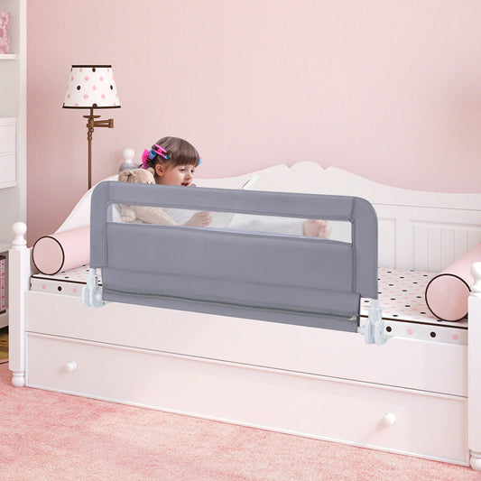 100 CM/120 CM Foldable Baby Bed Rail with Removable Washable Cover and Safety Strap-Grey-100 cm
