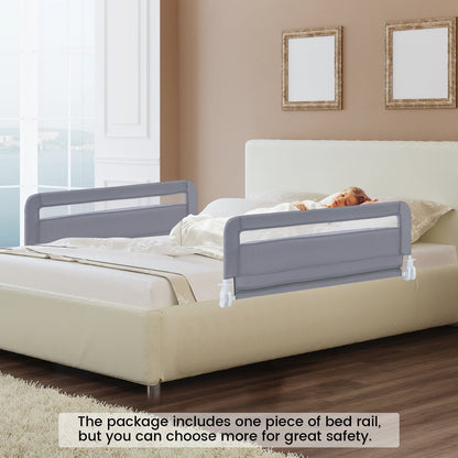 100 CM/120 CM Foldable Baby Bed Rail with Removable Washable Cover and Safety Strap-Grey-100 cm