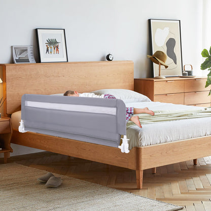 100 CM/120 CM Foldable Baby Bed Rail with Removable Washable Cover and Safety Strap-Grey-120 cm