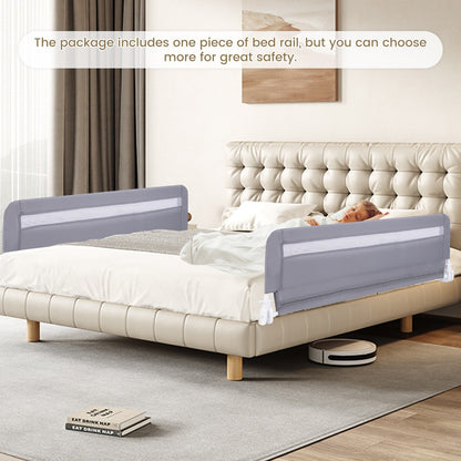 100 CM/120 CM Foldable Baby Bed Rail with Removable Washable Cover and Safety Strap-Grey-120 cm