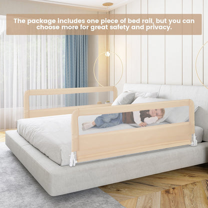 150CM Foldable Baby Bed Rail Guard with Washable Cover and Safety Strap-Beige