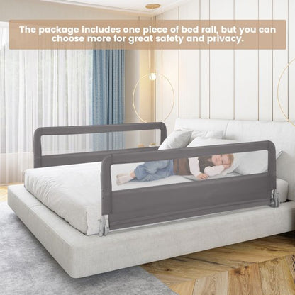 150CM Foldable Baby Bed Rail Guard with Washable Cover and Safety Strap-Grey