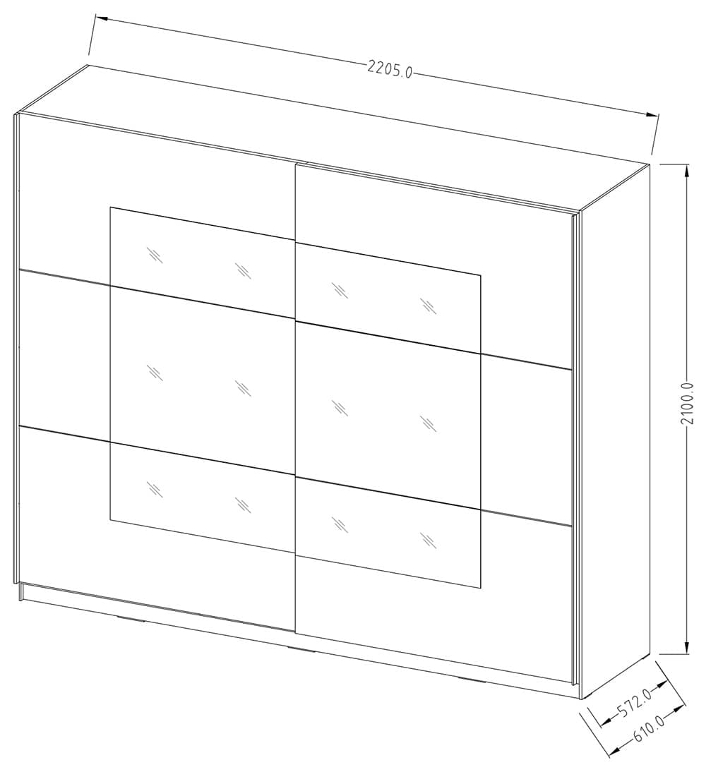 Beta Sliding Door Mirrored Wardrobe