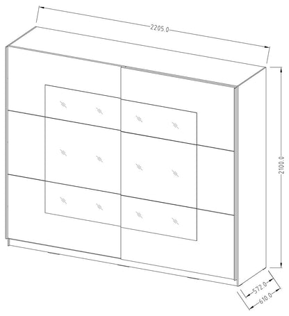 Beta Sliding Door Mirrored Wardrobe