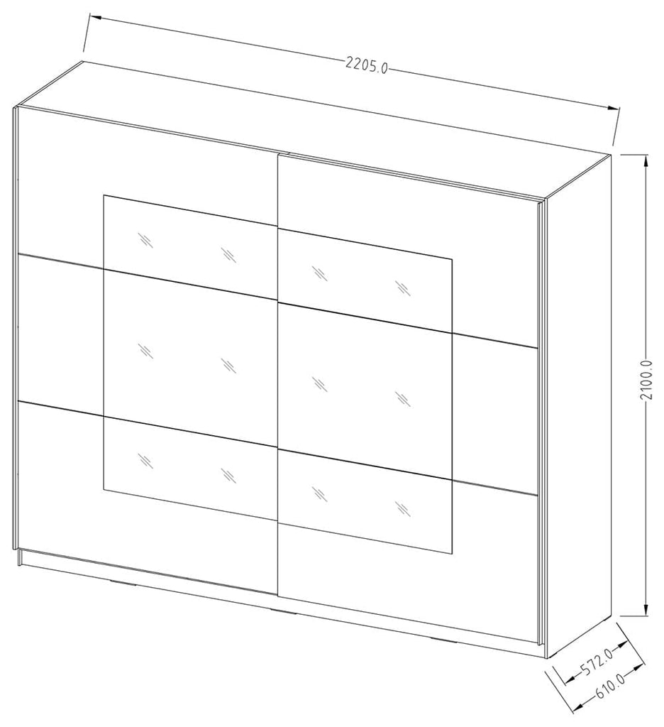 Glencoe Armoire Sliding Door Mirrored Wardrobe