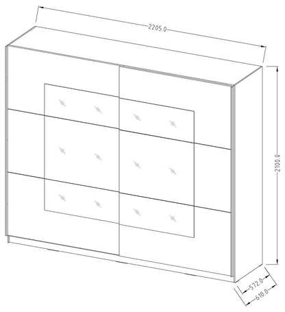 Glencoe Armoire Sliding Door Mirrored Wardrobe