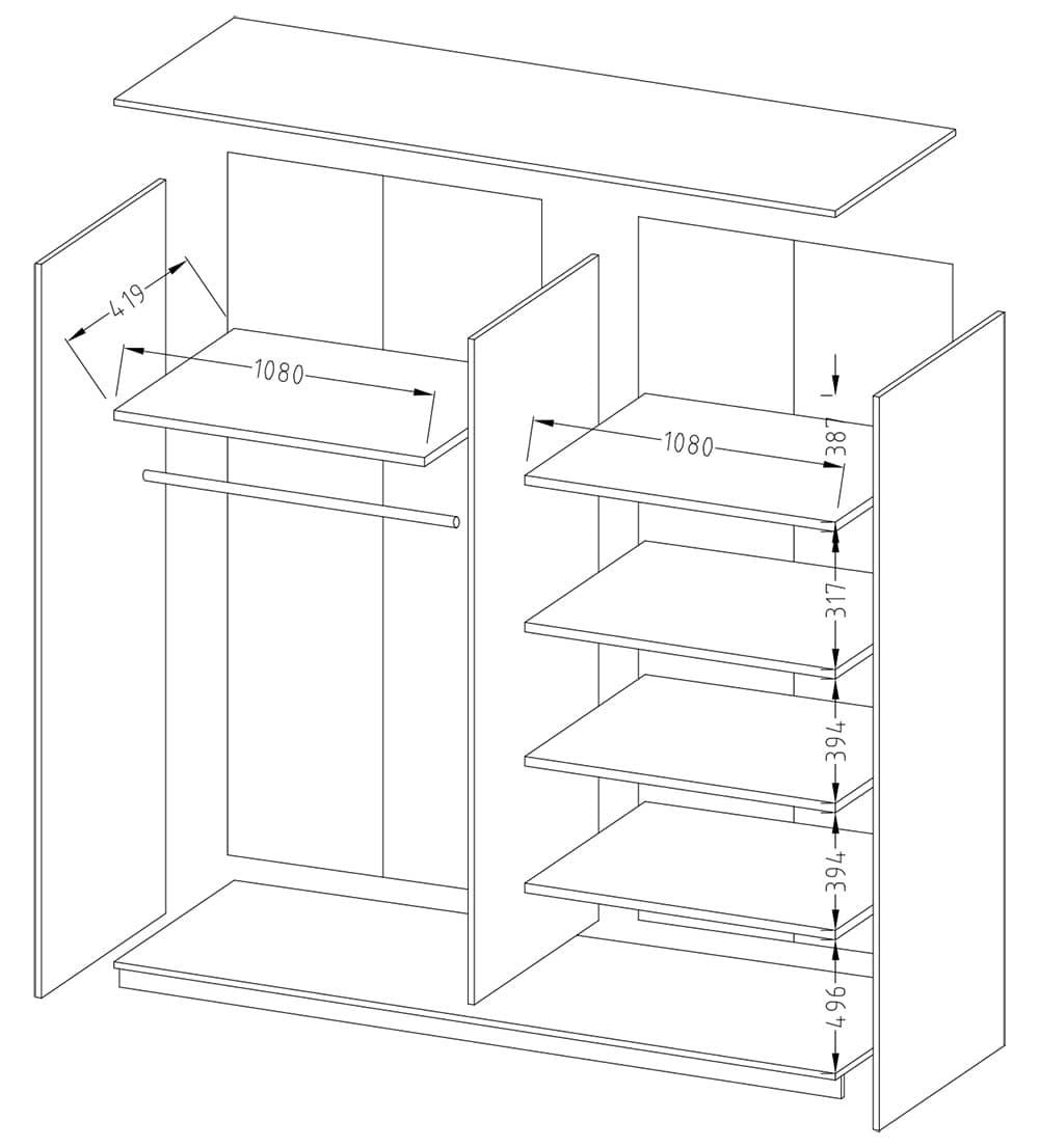 Glencoe Armoire Sliding Door Mirrored Wardrobe