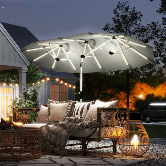 Outsunny 3 m Double-Sided Garden Parasol in Grey, image 2