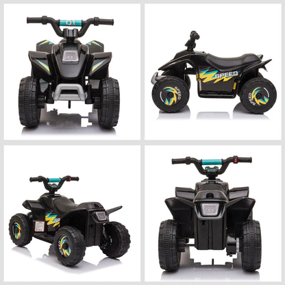 6V Kids Electric Ride on Car ATV Toy Quad Bike Four Big Wheels w/ Forward Reverse Functions Toddlers aged 18-36 months Black