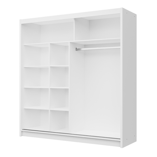 White Mirrored Sliding Door Wardrobe 203cm – NORWICH