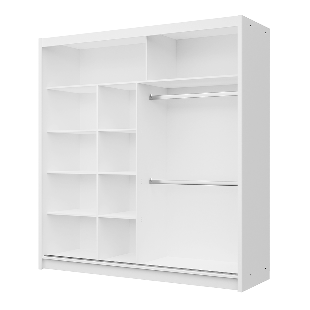 White Mirrored Sliding Door Wardrobe 203cm – DERBY
