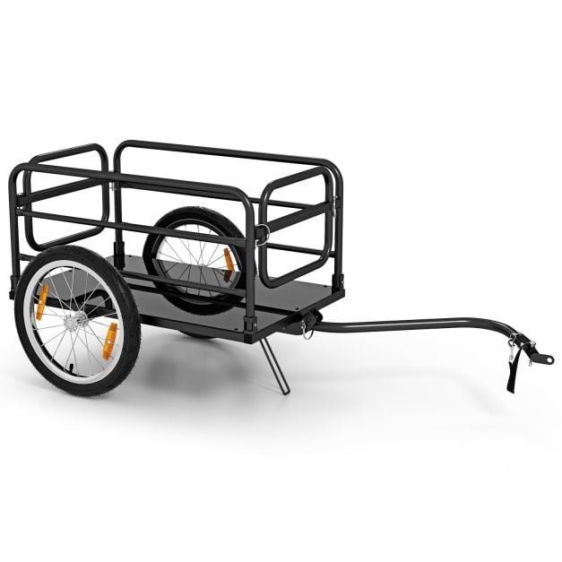 Bicycle Trailer Cargo Trailer Foldable with Cover &amp; Coupler &amp; Reflectors 145.5 x 61 x 58 cm