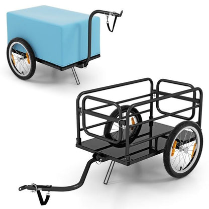 Bicycle Trailer Cargo Trailer Foldable with Cover &amp; Coupler &amp; Reflectors 145.5 x 61 x 58 cm