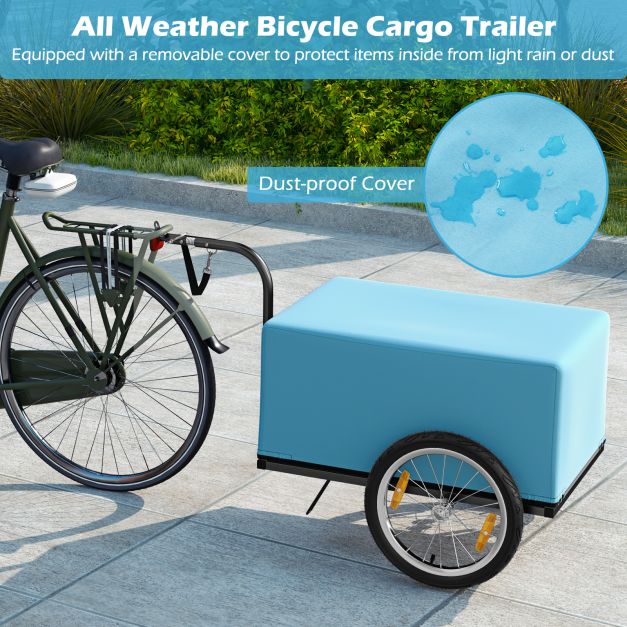 Bicycle Trailer Cargo Trailer Foldable with Cover &amp; Coupler &amp; Reflectors 145.5 x 61 x 58 cm