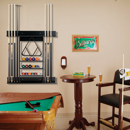 Wall Mounted Billiard Stick Holder Pool Cue Rack Only-Black