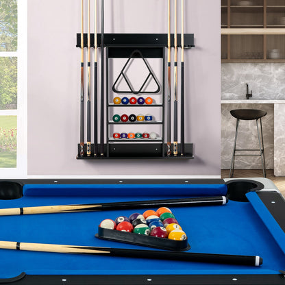 Wall Mounted Billiard Stick Holder Pool Cue Rack Only-Black