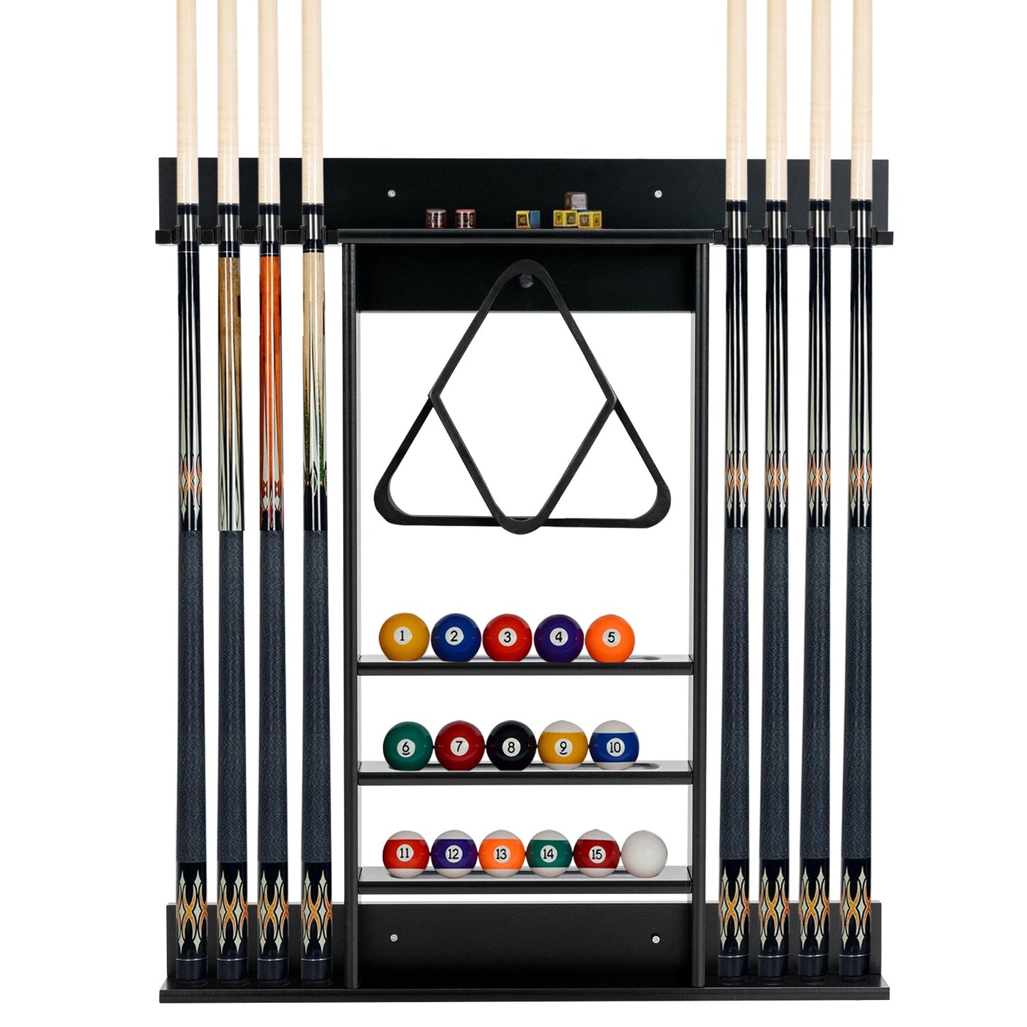 Wall Mounted Billiard Stick Holder Pool Cue Rack Only-Black