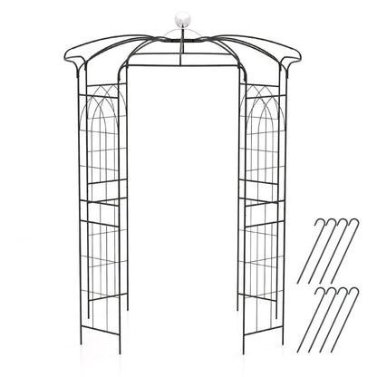 Birdcage Shape Gazebo Pergola Arch Trellis with Hanging Hook-Black