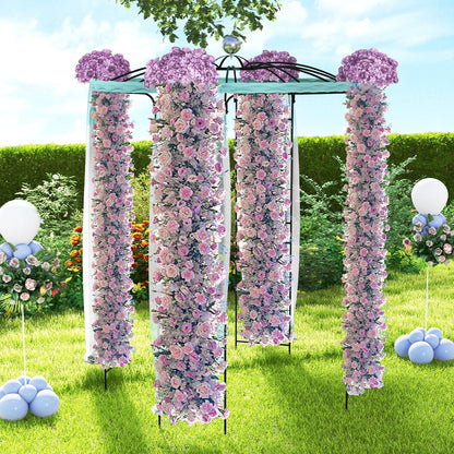 Birdcage Shape Gazebo Pergola Arch Trellis with Hanging Hook-Black