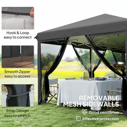 Outsunny 3 x 6m Pop Up Gazebo, zadaszenie zewnętrzne, namiot imprezowy na wesele z 6 ściankami z siatki i torbą transportową, czarny