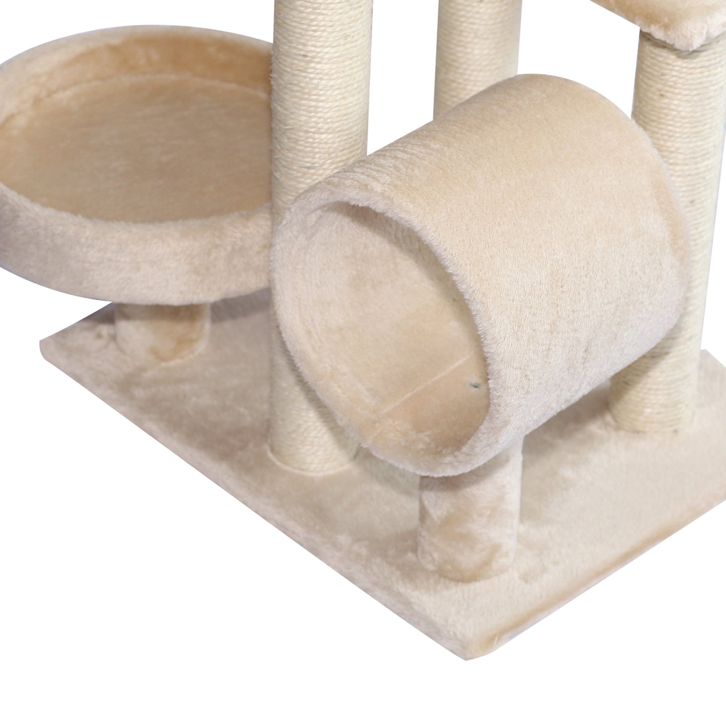 PawHut Cat Tree, Plush, 50Lx40Wx105H cm-Beige