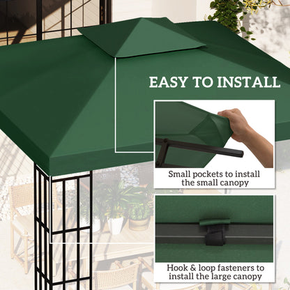 غطاء علوي من Outsunny 3(م) Gazebo مزدوج الطبقات لاستبدال سقف الجناح باللون الأخضر الداكن