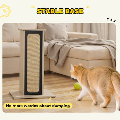 PawHut 63cm Cat Scratching Post, Cat Scratcher with Replaceable Scratching Board, Top Perch, Sisal Scratch Mat, Oak