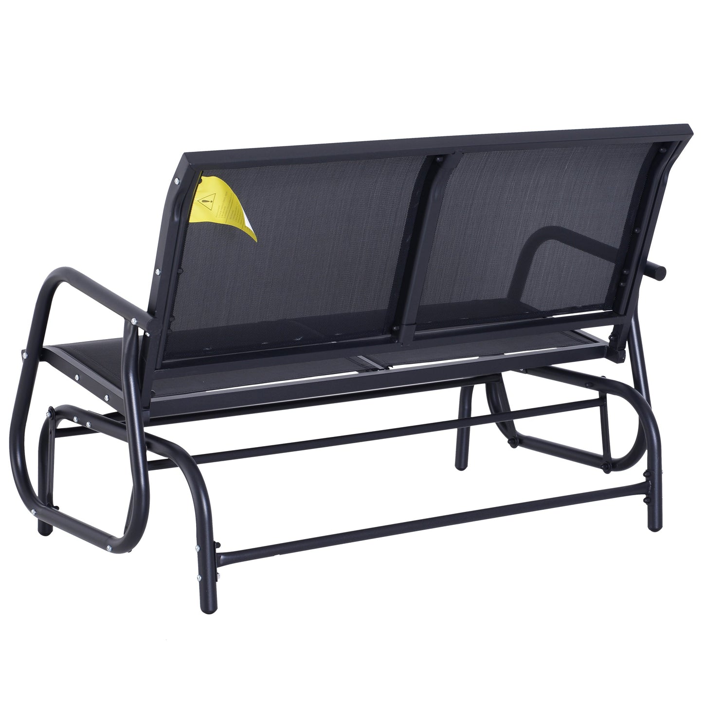 2-Person Outdoor Glider Bench Patio Double Swing Gliding Chair Loveseat w/Power Coated Steel Frame for Backyard Garden Porch, Black