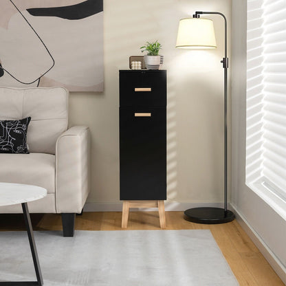 1-Door Freestanding Bathroom Cabinet with Drawer-Black
