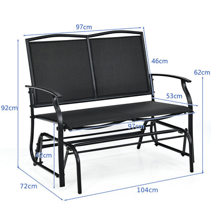 2-Person Patio Swing Glider Bench with Heavy-Duty Steel Frame-Black