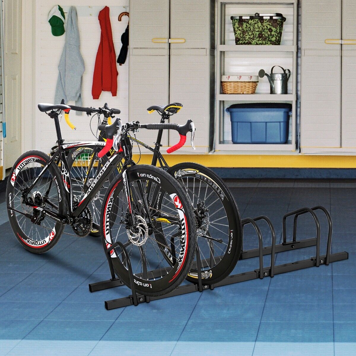 4-Bike Garage Bicycle Storage Rack-Black