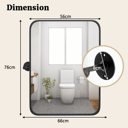 Black Metal Framed Pivot Rectangle Wall-Mounted Mirror